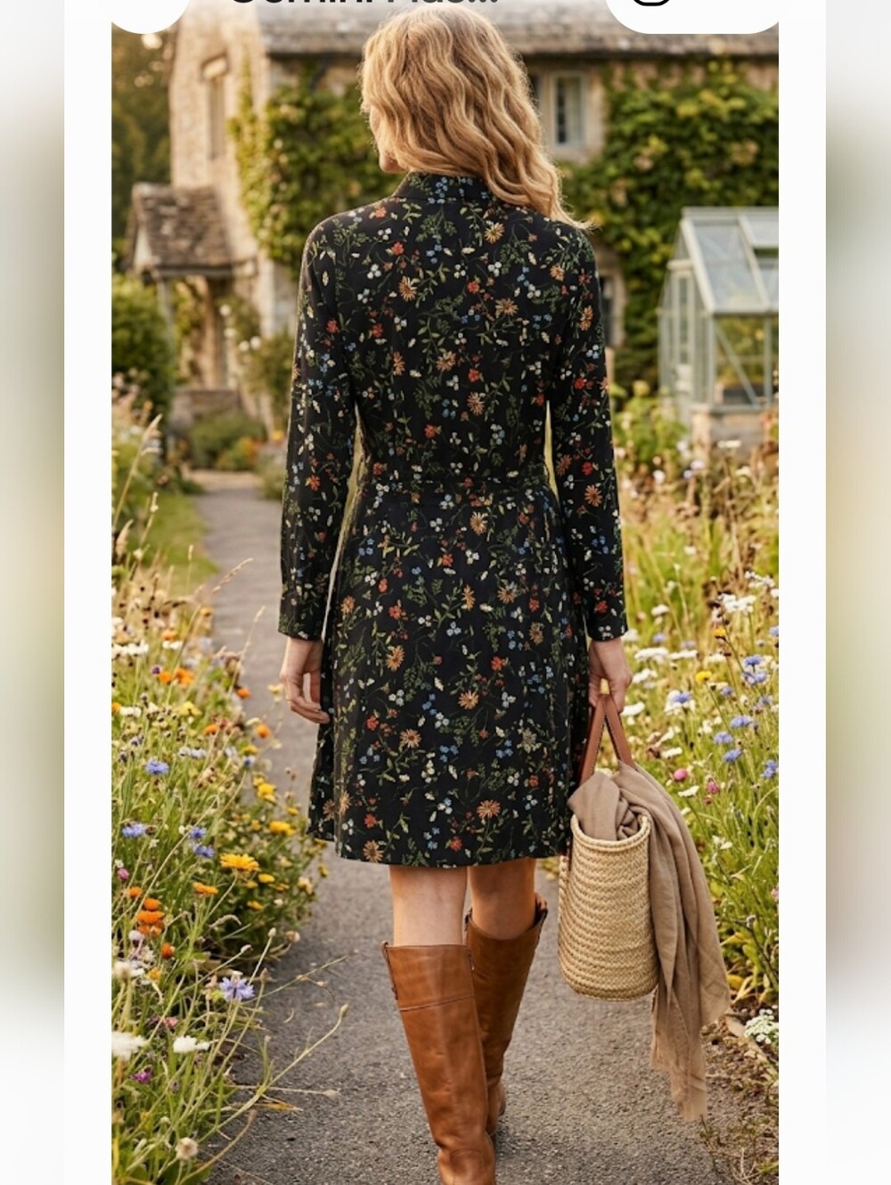 J.Jill Women’s Dark Navy Floral Long Sleeve Midi Shirt Dress Size Small - Picture 2 of 12